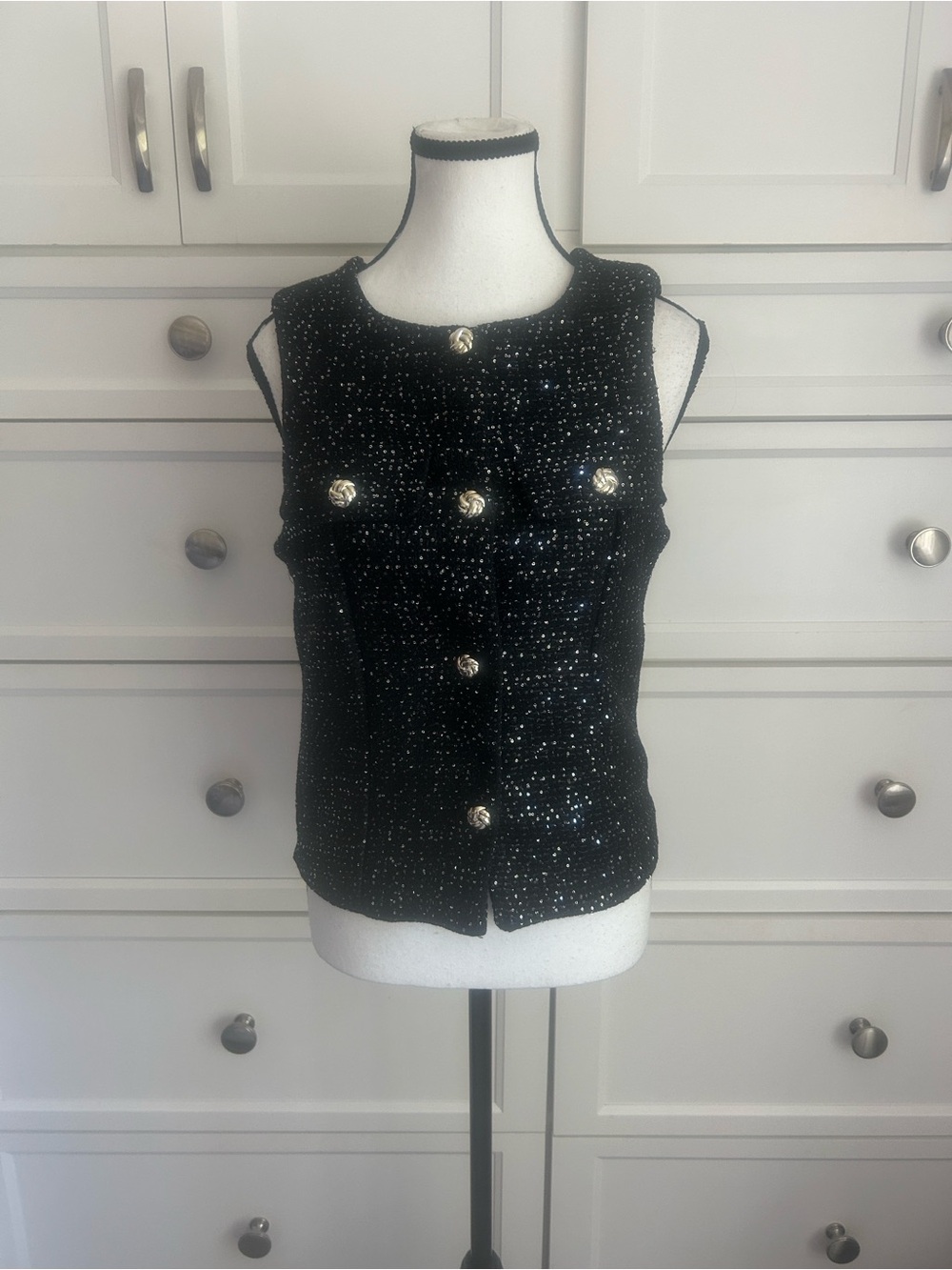 Love Tree Brand Black & Gold Shimmer Vest